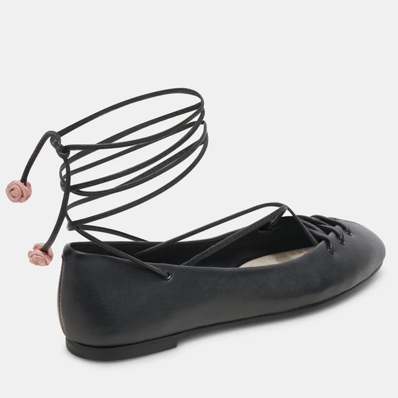 NEW Dolce Vita x For Love & Lemons Black Lace-Up Ballet Flats 8.5 Coquette - Picture 5 of 13